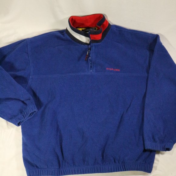 Tommy Hilfiger Other - Vtg TOMMY HILFIGER Blue Fleece 1/4 Zip Pullover Sz XL Men